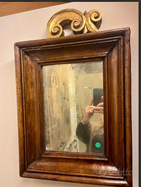 PREGIATAspecchieraLEGNOintagliatoCIMASAfogliaORO