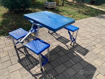 tavolo da picnic usato, pieghevole per 4 persone