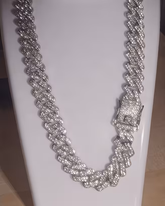 collana acciaio inossidabile con strass 45cm