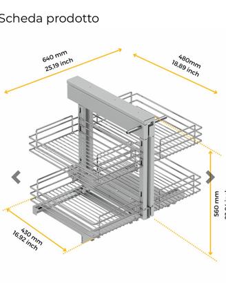 Carrello estraibile per l’angolo cucina