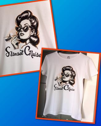 T-shirt Donna Bianca Taglia L Anni 50
