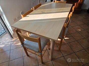 Tavolo allungabile legno chiaro + 6 Sedie