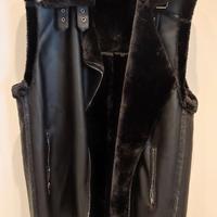 Smanicato donna in pelle con interno pelliccia