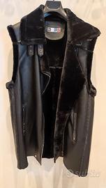 Smanicato donna in pelle con interno pelliccia