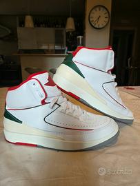 Nike Air Jordan 2 Retro White Fire Red tg 43 
