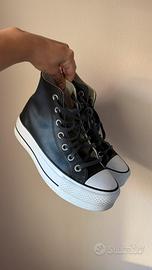 Scarpe converse all star in pelle nere platform