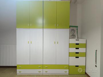 Armadio cameretta bianco e verde