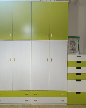 Armadio cameretta bianco e verde