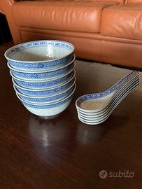 Set ciotole e cucchiai in porcellana cinese