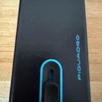 Porta carte metallo piquadro pelle blu