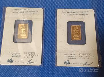 2 lingottini oro fino 2.5g