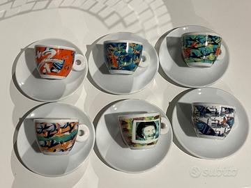 Illy 6 Tazzine caffè Art Collection 1996 Videogram