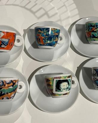 Illy 6 Tazzine caffè Art Collection 1996 Videogram