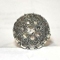 Anello d' Epoca a Toppa in Oro, Argento e Diamanti
