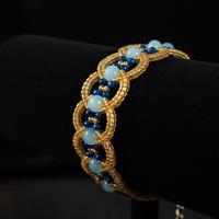 Bracciale vintage gemme quarzo azzurro artigianale