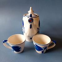 Set da tè porcellana Gzhel abbi '70 Urss x 2