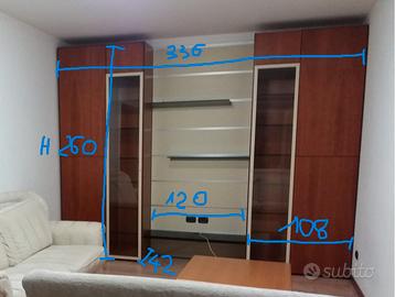 Mobile soggiorno moderno legno con vetrine