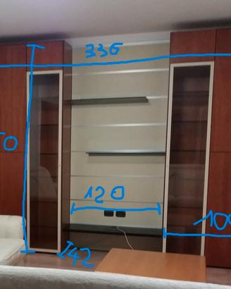 Mobile soggiorno moderno legno con vetrine
