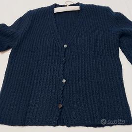 Cardigan blu donna lana