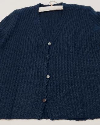 Cardigan blu donna lana