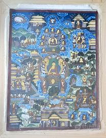 Quadro Thangka Tibetano Con Cornice - XX Secolo