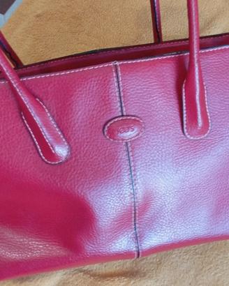 Borsa Tod's Bauletto in Pelle Martellata Rossa - M