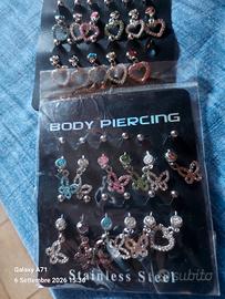 23 Piercing Ombelico Acciaio Inox strass 