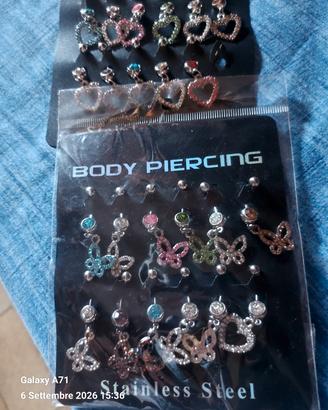 23 Piercing Ombelico Acciaio Inox strass 
