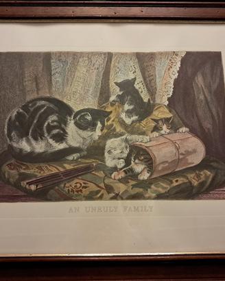 stampa vintage incorniciata di gattini che giocano