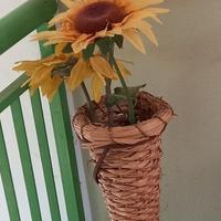 PIANTA GIRASOLI GIALLI CON PORTA VASO A CUORI