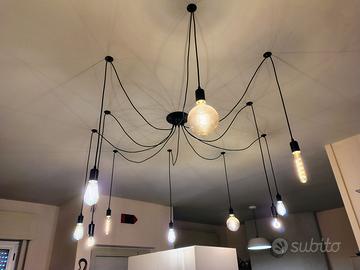lampadario a ragno a fili pendenti lampadine decò