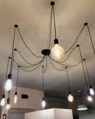 lampadario a ragno a fili pendenti lampadine decò
