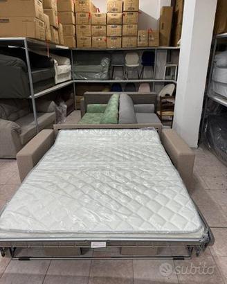 Divano letto con rete elettrosaldata tortora