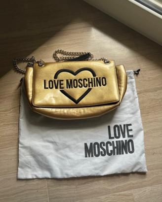Borsa a spalla Love Moschino Oro con logo a cuore
