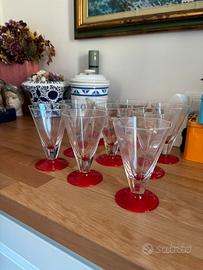 9 bicchieri vetro di Murano base rossa