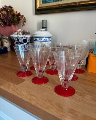 9 bicchieri vetro di Murano base rossa