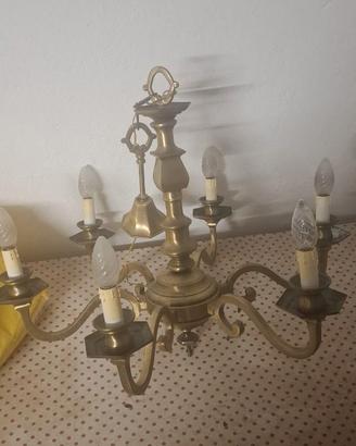 Lampadario in ottone del '900