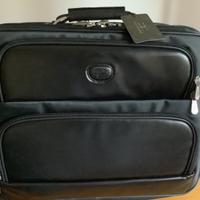 VALIGETTA/TROLLEY 48 ORE pelle e tessuto nero