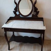 Toeletta piano marmo 2 cassetti specchio dell'800
