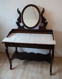Toeletta piano marmo 2 cassetti specchio dell'800