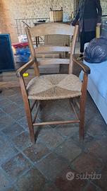 SEDIA/POLTRONCINA ARTIGIANALE,  IMPAGLIATA A MANO