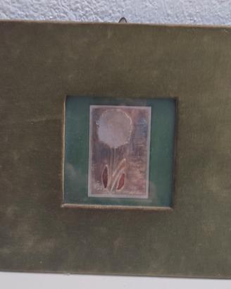 Fiore su lamina d'argento 1000 a firma Ribaudo
