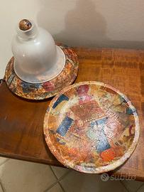 Lampada  e piatto svuotatasche in decoupage