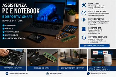 Assistenza PC, Notebook, Wi-Fi, Smart TV, Alexa