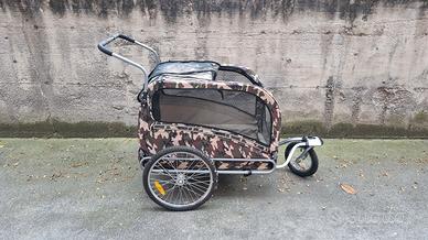 Passeggino-carrello per bici 2 in 1 per cani fino 