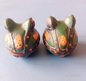 Coppia portagioie testa di rana artigianato asia