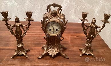 .Trittico orologio con candelabri F.lli Faggiani