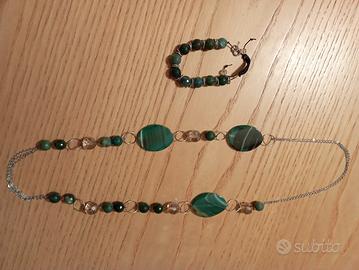 collana e bracciale pietre verdi 