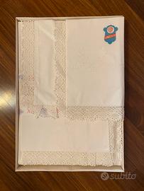 Lenzuola antiche matrimoniali con ricami in pizzo