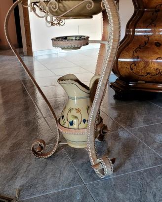  Toletta in ferrobattuto a mano e tris di ceramich